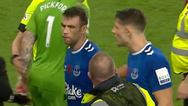 Seamus Coleman visibly distraught as Everton supporters take frustrations out on team