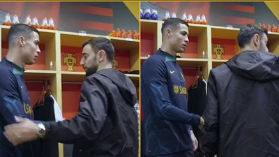 Bruno Fernandes shares awkward dressing room reunion with Cristiano Ronaldo