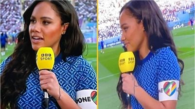 Alex Scott praised for wearing One Love armband at England game