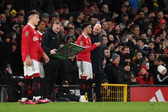 Jaden Sancho can’t hide his smile as Old Trafford give heartwarming reception