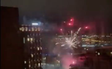 Liverpool fans set off fireworks outside Real Madrid hotel