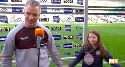 Lovely moment when Padraig Joyce’s daughter pulls him away from TV interview