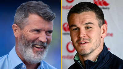 Roy Keane cracks jokes with Johnny Sexton and Andy Farrell at Ireland training camp