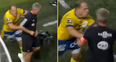 Ronan O’Gara somehow keeps the head as Argentine player goes for him in technical area