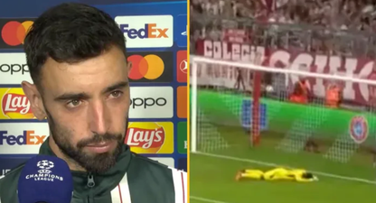 Bruno Fernandes offers words of encouragement to Andre Onana after mistake