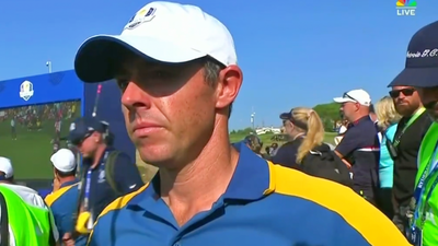 Rory McIlroy chokes up in emotional interview after singles win