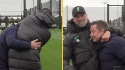 Jurgen Klopp gets Sky Sports reporter in a headlock