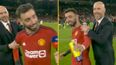 Bruno Fernandes dragged away from Sky Sports interview by Erik ten Hag