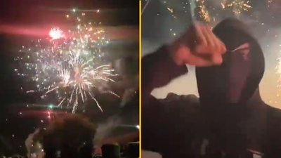 Arsenal fans set off fireworks at Man City ‘team hotel’ but make huge mistake