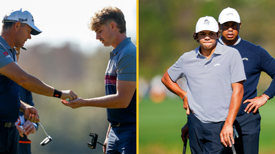 Tiger Woods’ and Padraig Harrington’s sons both make epic aces alongside their dads